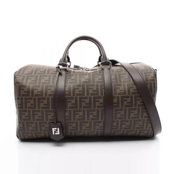 FENDI Zucca Boston bag canvas leather Brown Black NEW unisex - Picture 1 of 7